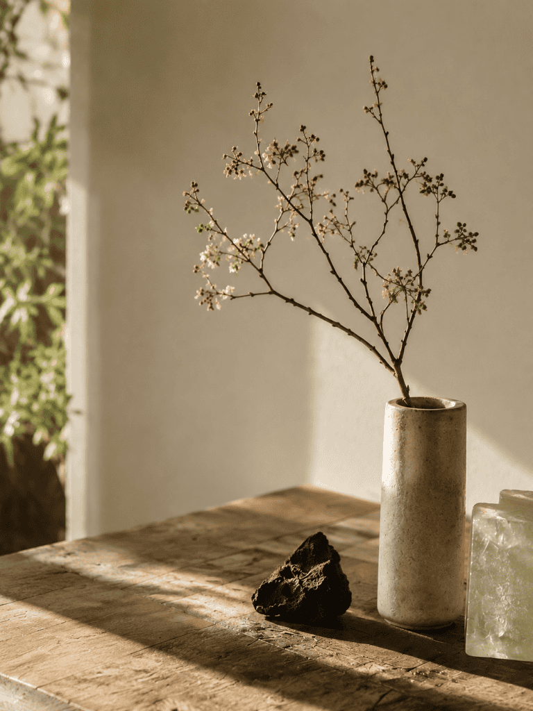 A quiet tabletop with flowers and objects, representing the ZendoDream contact and customer service page.